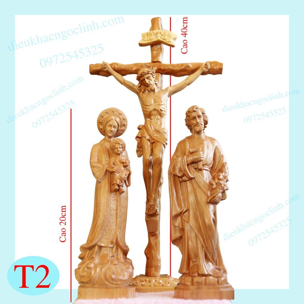 Tượng Chúa Chịu Nạn Thánh Giuse & Mẹ La Vang 20cm