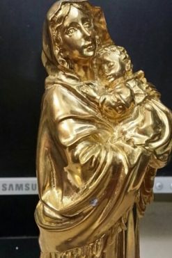 Tượng Đức Mẹ Maria Bế Chúa Bằng đồng Nguyên Chất 23cm