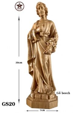 Tượng Thánh Giuse Gỗ Beech Cao 20cm