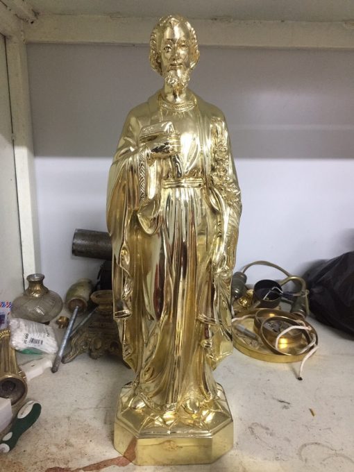 Tượng Thánh Giuse Công Nhân Bằng đồng Mạ Vàng