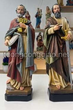 Tượng Thánh Phao Lô Và Phê Rô Cao 30cm Chất Liệu Composite Vẽ Tay