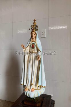 Tượng đức Mẹ Fatima Cao 70cm Chất Liệu Gỗ Dổi Sơn Dầu 02