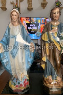 Tượng Thánh Giuse Công Nhân Cầm Hoa Huệ Cao 50cm Composite