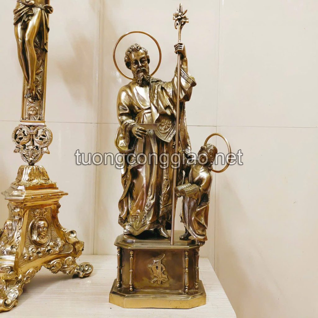 Tượng Thánh Giuse Và Chúa Con Bằng đồng Cao 46cm